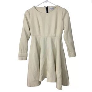 Milly Long Sleeve Cream Smocked Sweater Dress